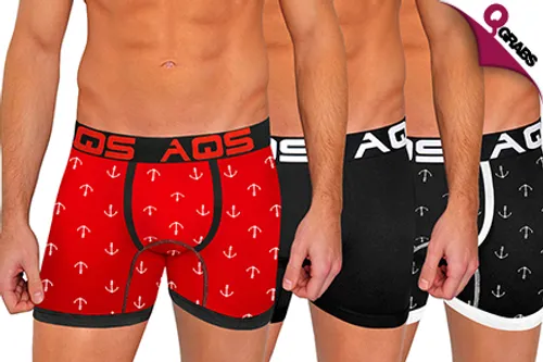 For QR79 Stick Up with Packs of Three AQS Men’s Boxers  - Choose from Six Packs of Different Colors! (QR182 Value)